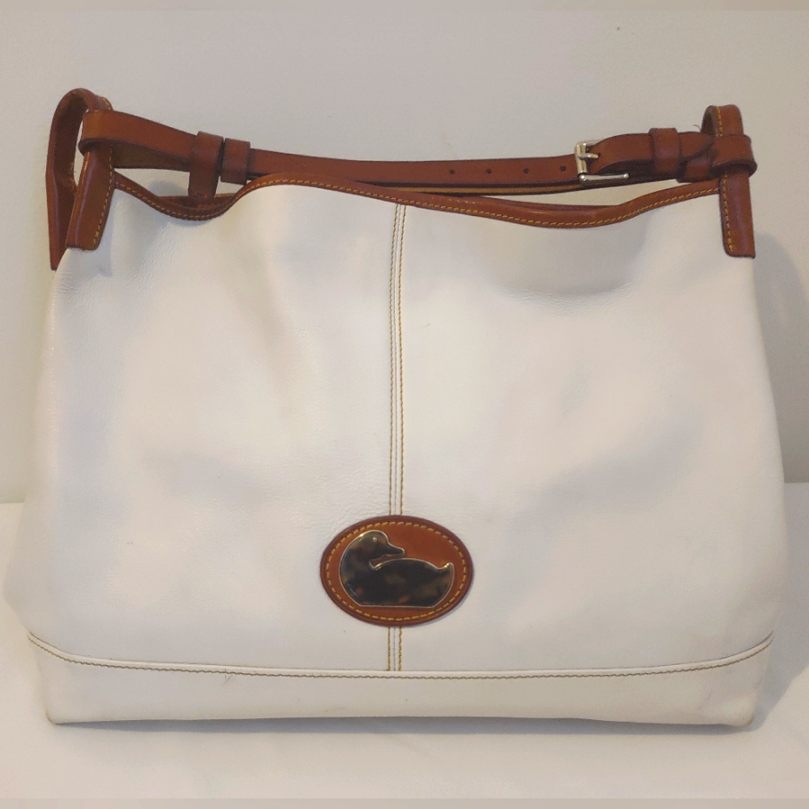 Dooney & Bourke White Tote Fairfield Champsac Leather Hobo Shoulder Bag Large